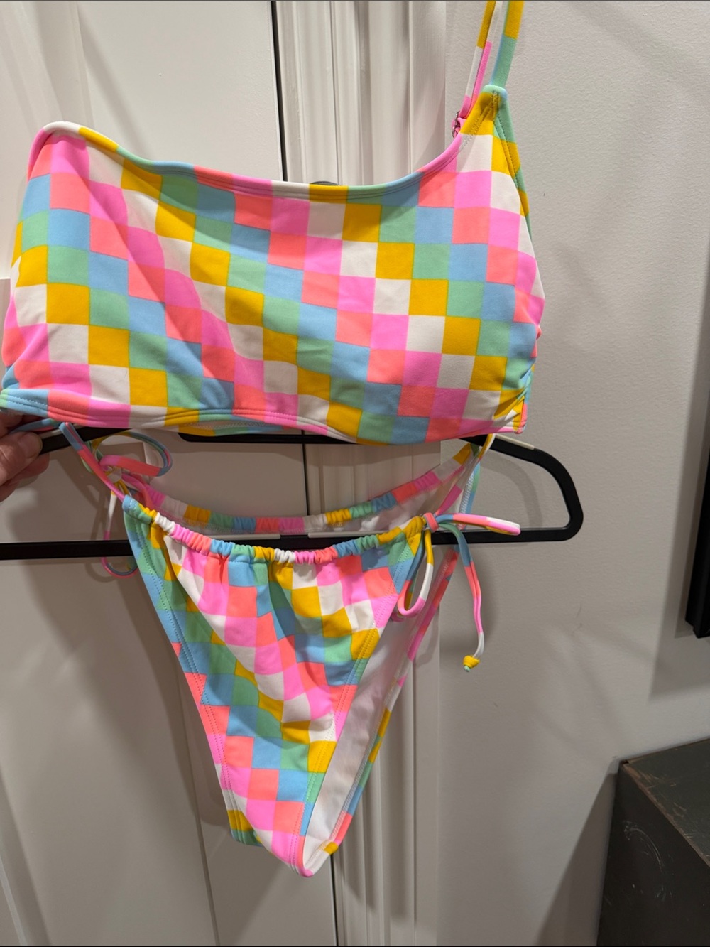 Multicolor Checkerboard Two-Piece Swimsuit